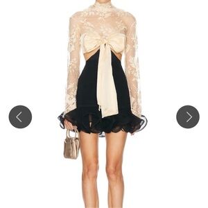 Zimmermann Black and Cream Long Sleeve Dress